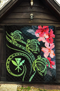 Hawaii Turtle Polynesian Tropical Premium Quilt - Cora Style Yellow - Polynesian Pride