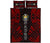 Nauru Quilt Bed Set - Nauru Coat Of Arms & Polynesian Red Tattoo Style Red - Polynesian Pride