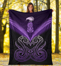 Maori Manaia New Zealand Premium Blanket Purple - Polynesian Pride