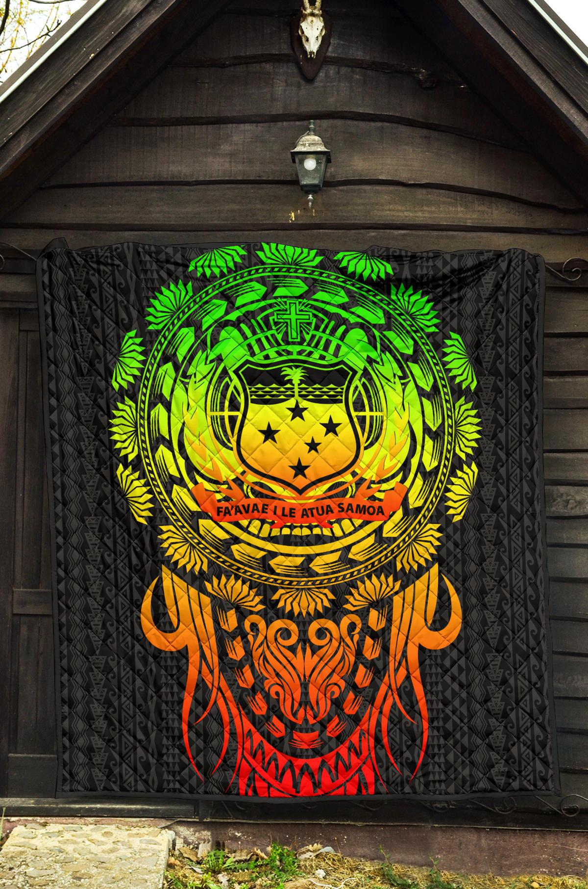 Samoa Polynesian Premium Quilt - Tattoo Pattern With Seal - Polynesian Pride