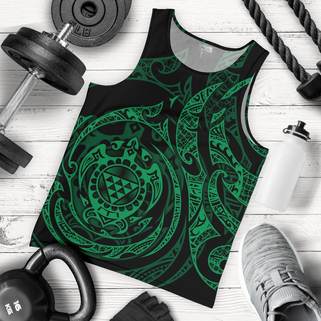 Polynesian Hawaii Men's Tank Top - Green Turtle Tribal Green - Polynesian Pride