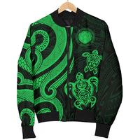 Northern Mariana Men's Bomber Jacket - Tentacle Turtle Green - Polynesian Pride
