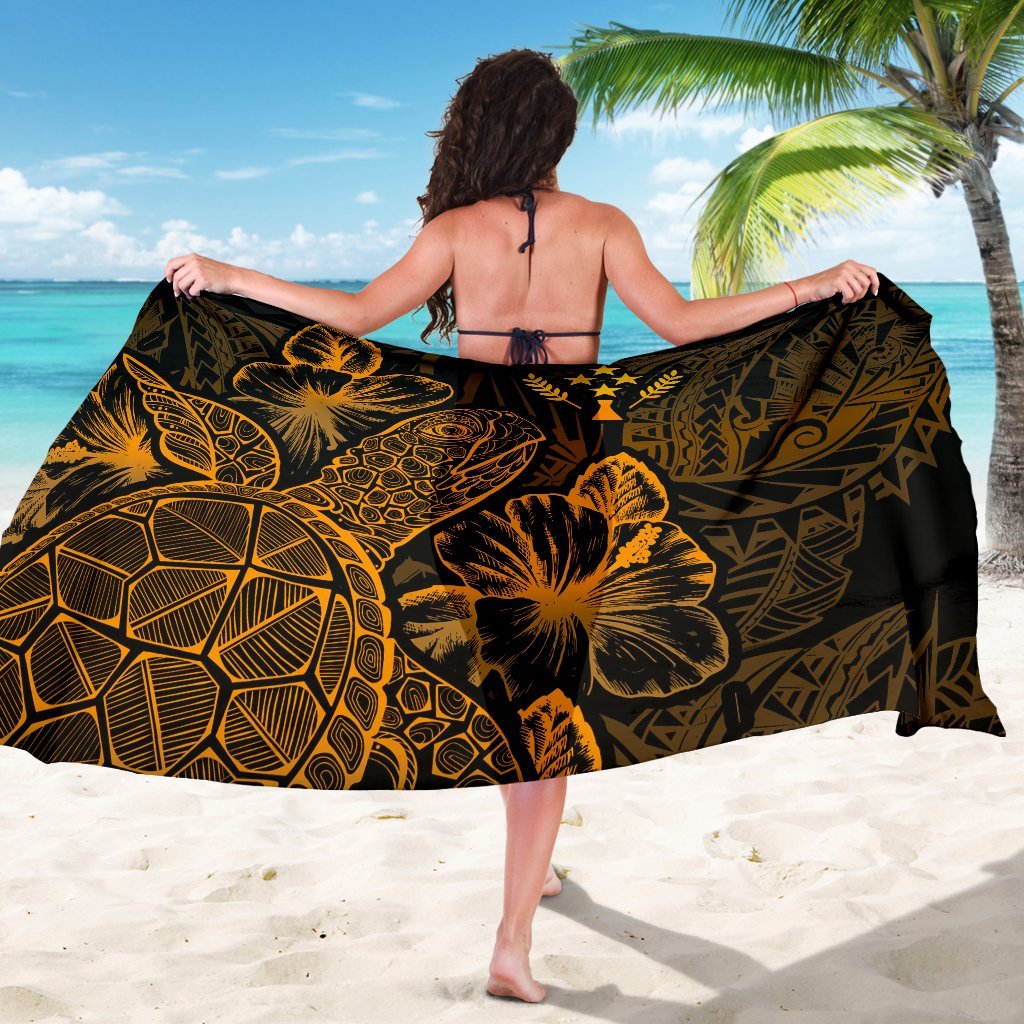 Kosrae Sarong - Turtle Hibiscus Pattern Gold - Polynesian Pride