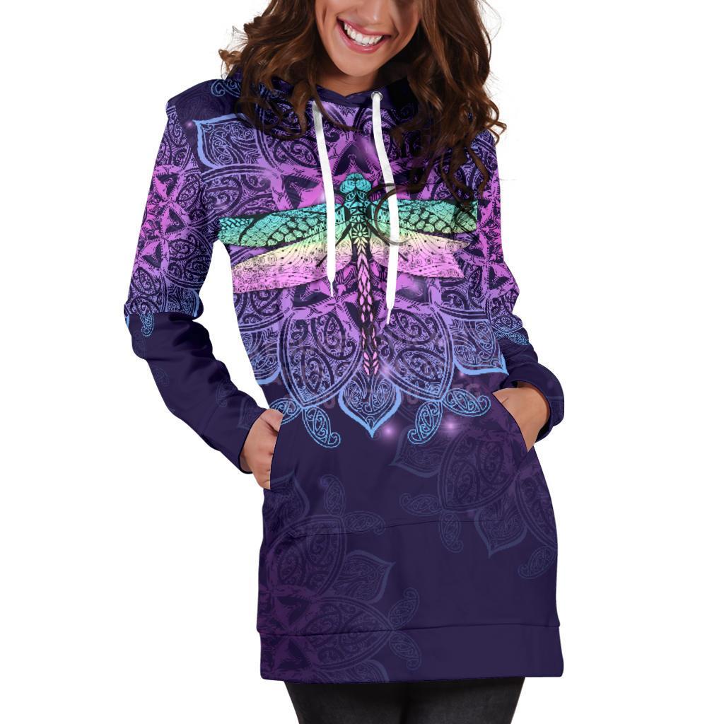 Maori Mandala Dragonfly Hoodie Dress - Polynesian Pride