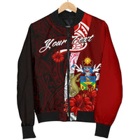 Polynesian Custom Personalised Men's Bomber Jacket - Coat Of Arm With Hibiscus - Polynesian Pride
