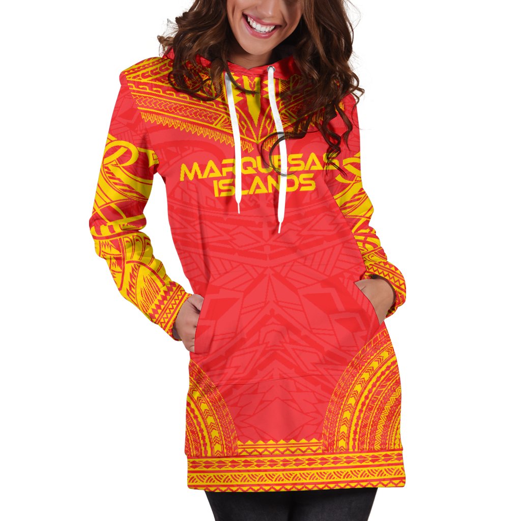 Marquesas Islands Women's Hoodie Dress - Polynesian Flag Chief - Polynesian Pride