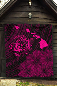 Hawaii Sea Turtle Is Swimming Toward Premium Quilt Pink - Polynesian Pride