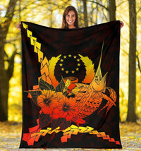 Pohnpei Micronesia Premium Blanket - Swordfish With Hibiscus - Polynesian Pride