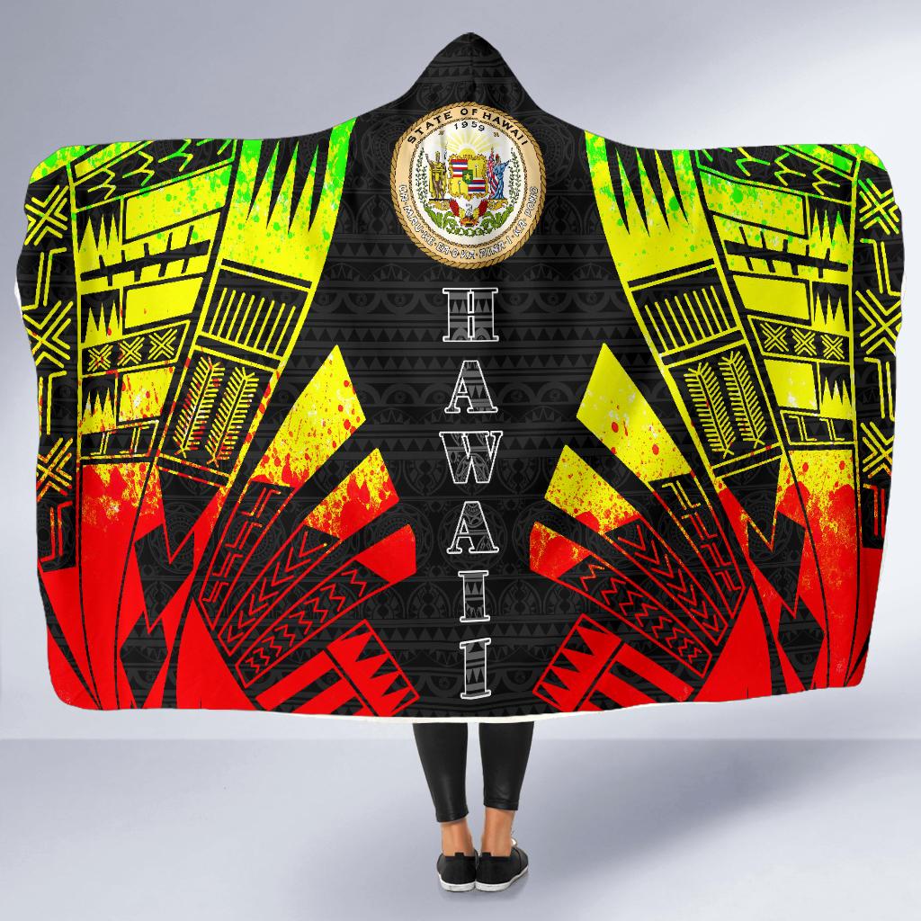 Hawaii Hooded Blanket - Polynesian Tattoo Reggae - Polynesian Pride
