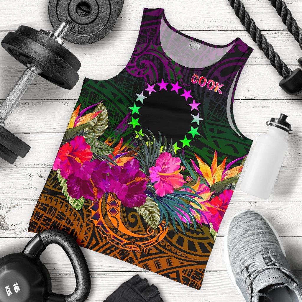 Cook Islands Polynesian Men's Tank Top - Summer Hibiscus Reggae - Polynesian Pride