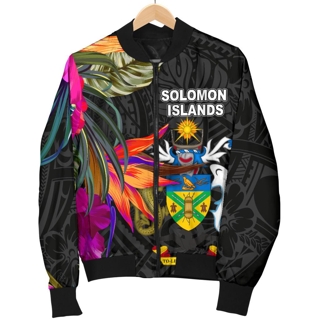 Solomon Islands Men's Bomber Jacket - Polynesian Hibiscus Pattern - Polynesian Pride