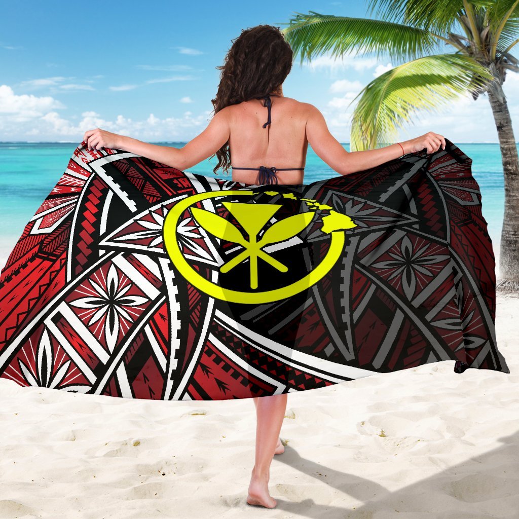 Hawaii Sarong - Tribal Flower Special Pattern Red Color - Polynesian Pride
