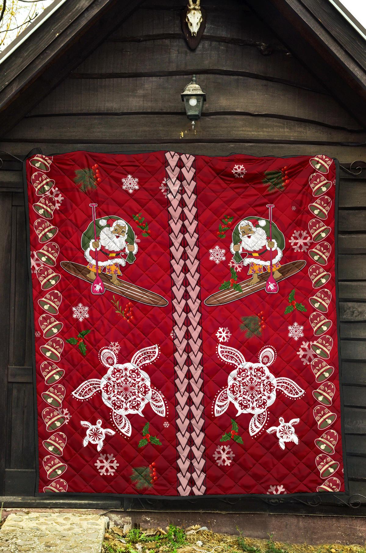 Hawaii Turtle Santa Claus Pattern Christmas Premium Quilt - San Style - AH - Polynesian Pride