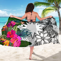 Nauru Sarong White - Turtle Plumeria Banana Leaf - Polynesian Pride