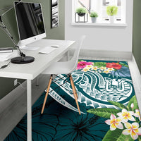 Tahiti Polynesian Area Rug - Summer Plumeria (Turquoise) - Polynesian Pride