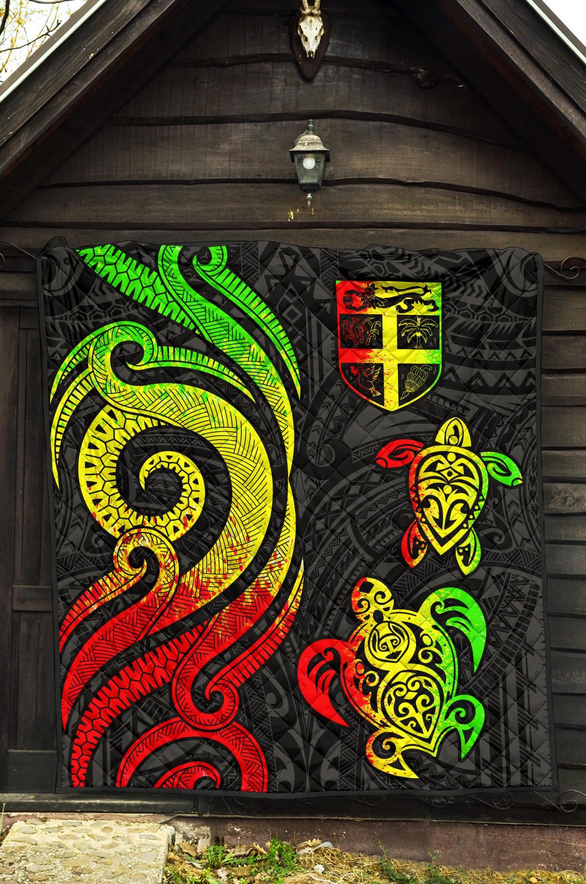 Fiji Polynesian Premium Quilt - Reggae Tentacle Turtle - Polynesian Pride