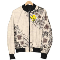 Kanaka Maoli (Hawaiian) Men's Bomber Jacket - The Beige Hibiscus - Polynesian Pride