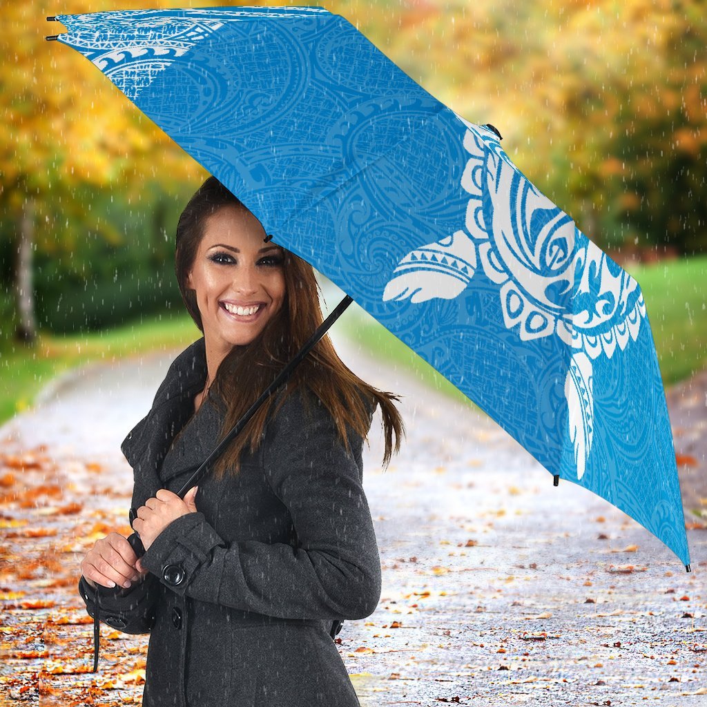 Tonga Umbrella Turtle Mermaid Polynesian Pattern White Blue - Polynesian Pride
