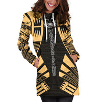 Marquesas Islands Hoodie Dress - Polynesian Tattoo Gold - Polynesian Pride