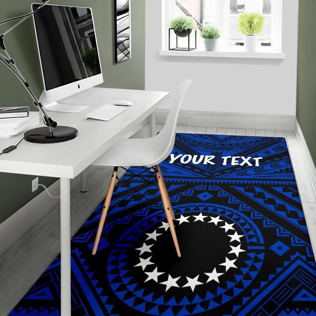 Cook Island Personalised Area Rug Seal With Polynesian Tattoo Style ( Blue) - Polynesian Pride