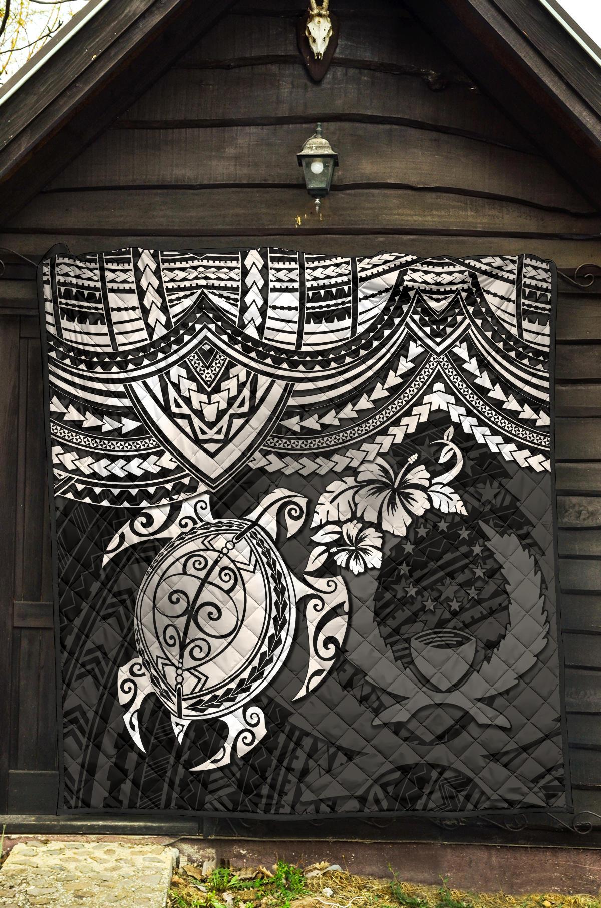 Pohnpei Polynesian Premium Quilt - Polynesian White Turtle - Polynesian Pride