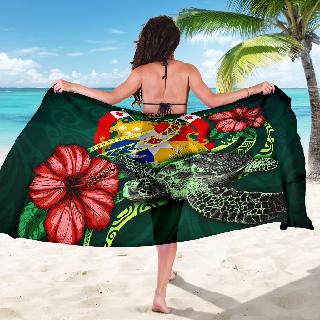 Tonga Polynesian Sarong - Green Turtle Hibiscus - Polynesian Pride