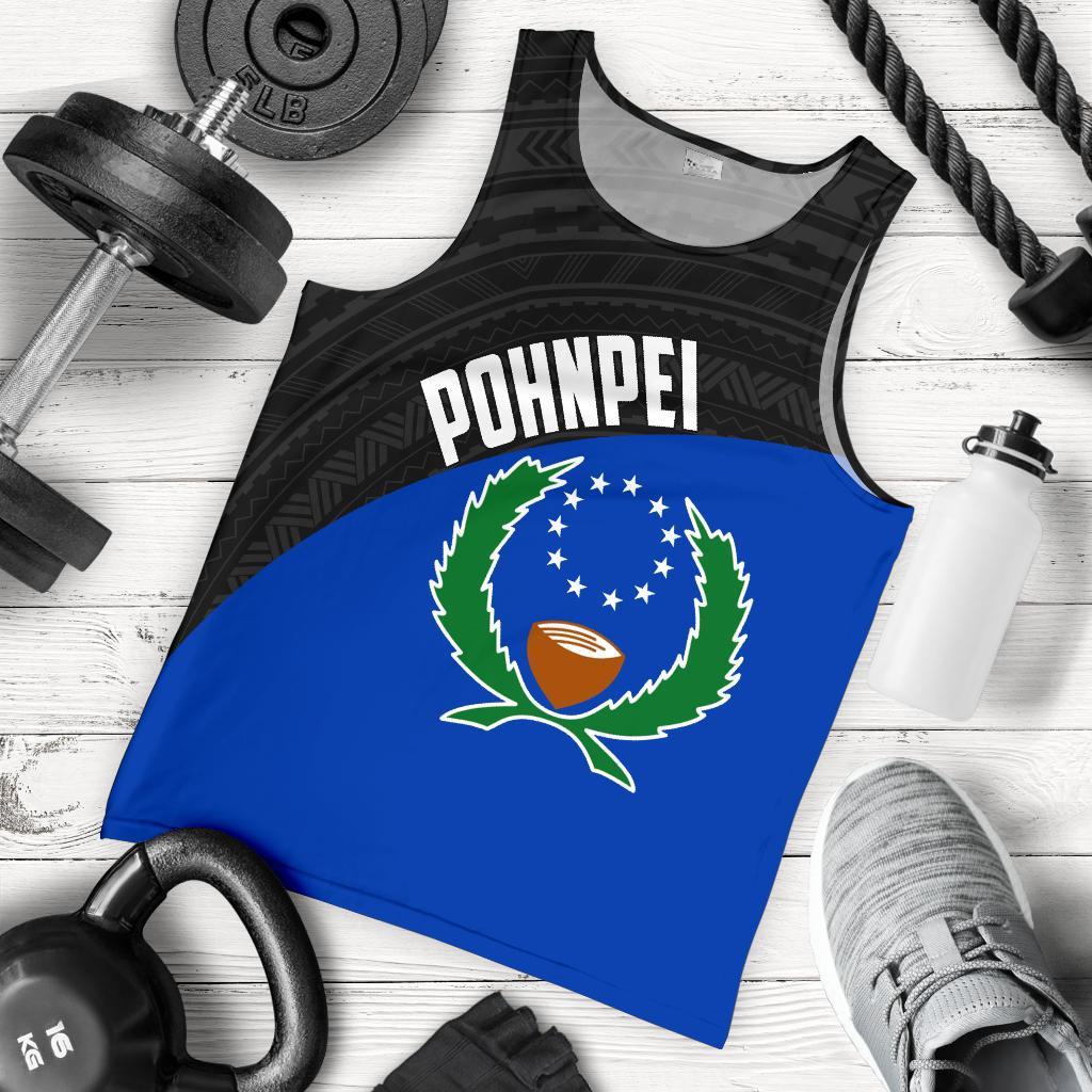 Pohnpei Men's Tank Top Coat Of Arms Wave Style Th95 Black - Polynesian Pride