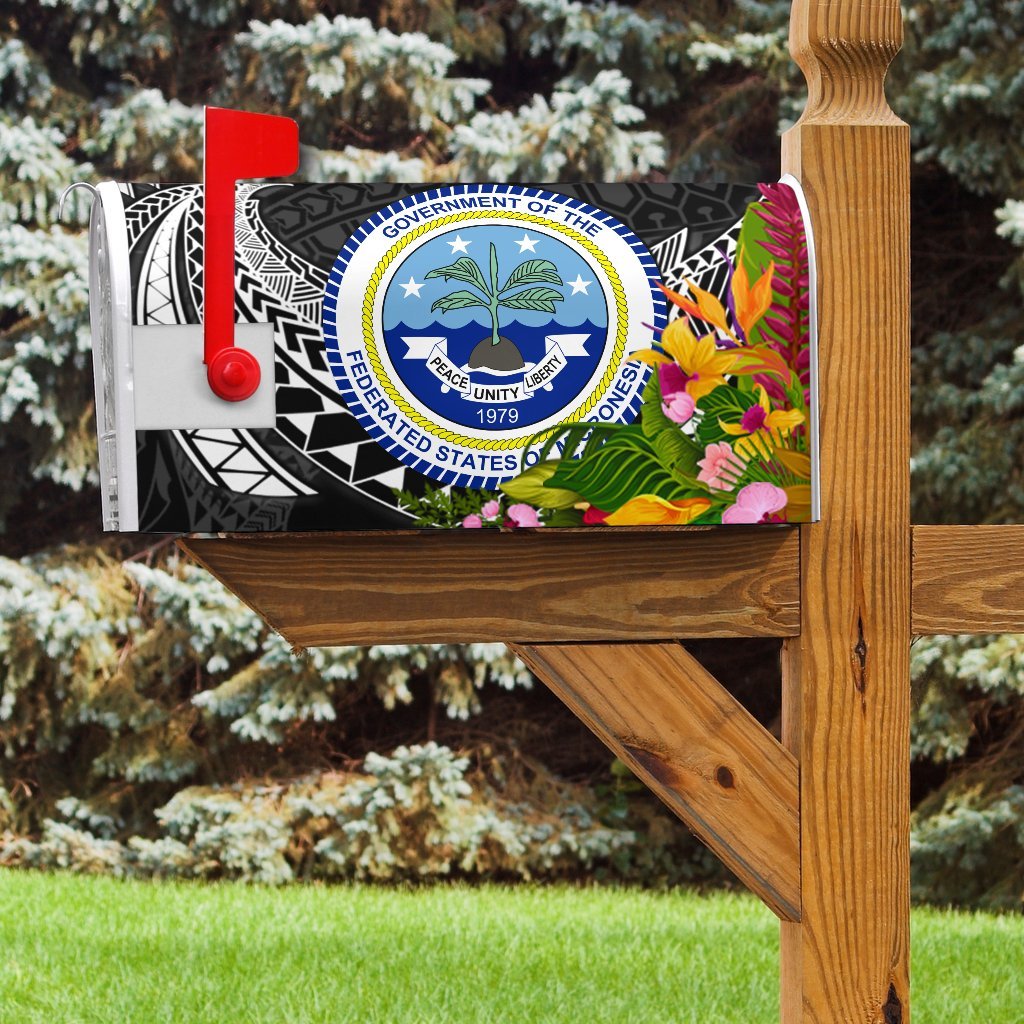 Federated States of Micronesia Mailbox Cover - Tropical Flowers Style - Polynesian Pride