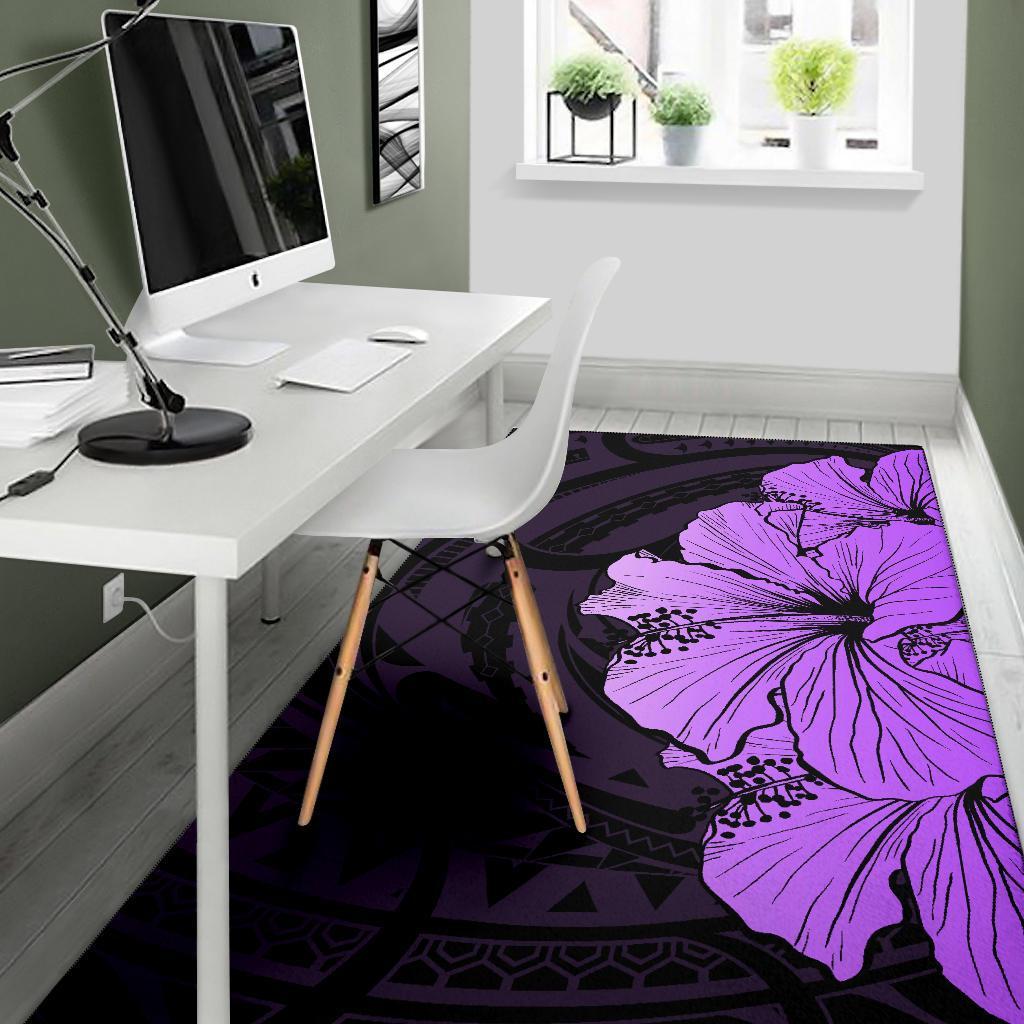 Royal Hibiscus Polynesian Tribal Area Rug Violet AH - Polynesian Pride