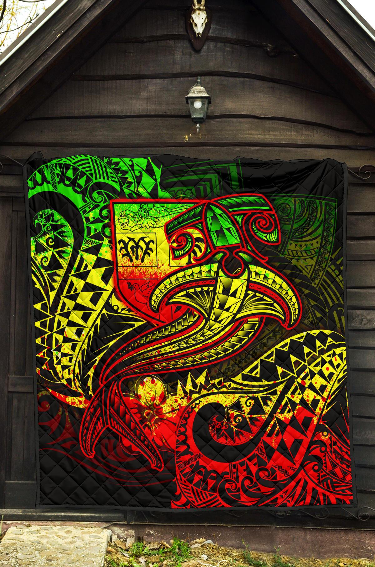 Fiji Premium Quilt - Reggae Shark Polynesian Tattoo - Polynesian Pride