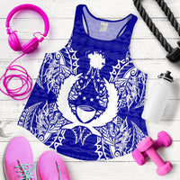 Pohnpei Polynesian Women Tank Top Map Blue - Polynesian Pride