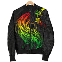 Polynesian Hawaii Men Bomber Jacket - Kanaka Maoli Girl Hair Plumeria - Polynesian Pride