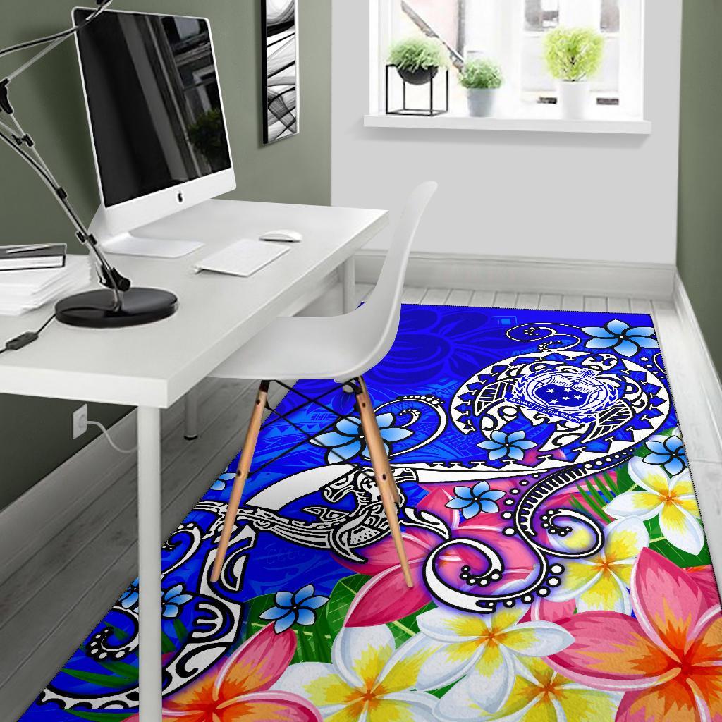 Samoa Area Rug - Turtle Plumeria (Blue) - Polynesian Pride