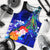 Vanuatu Men's Tank Top - Humpback Whale with Tropical Flowers (Blue) Blue - Polynesian Pride