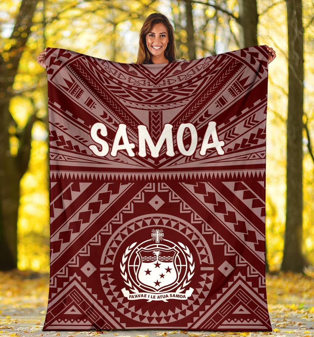 Samoa Premium Blanket - Samoa Seal In Polynesian Tattoo Style (Red) - Polynesian Pride
