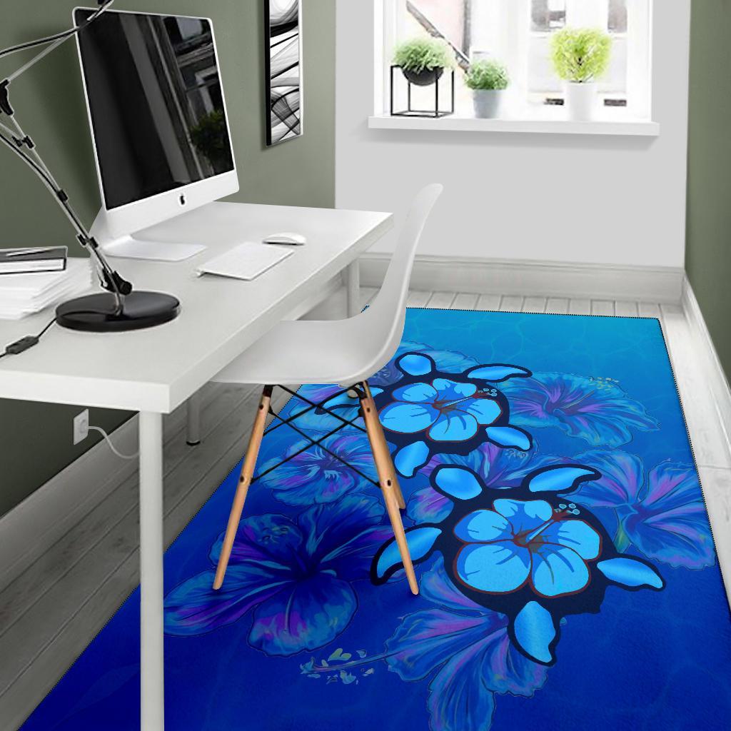 Turtle Hibiscus Ocean Area Rug AH - Polynesian Pride