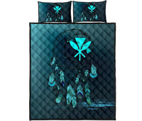 Kanaka Maoli (Hawaiian) Polynesian Quilt Bed Set Dreamcatcher Blue - Polynesian Pride