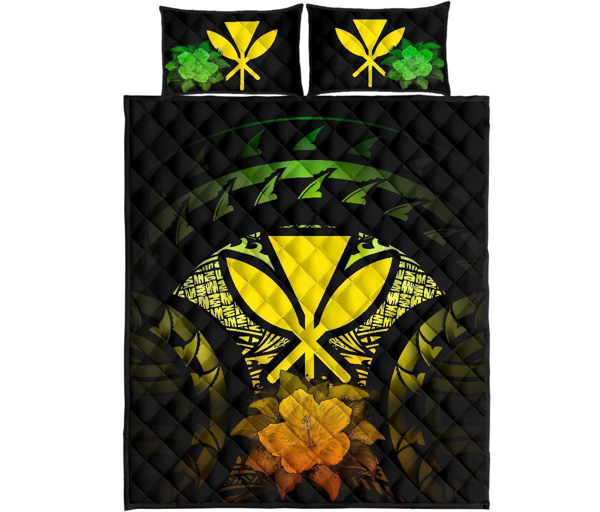Kanaka Maoli (Hawaii) Polynesian Quilt Bed Set Hibiscus Reggae - Polynesian Pride