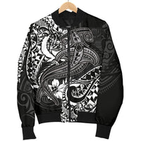 Pohnpei Men's Bomber Jacket - White Shark Polynesian Tattoo - Polynesian Pride