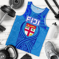 Combo Men Tank Top and Men Short Blue Fiji Rugby Polynesian Waves Style - Polynesian Pride