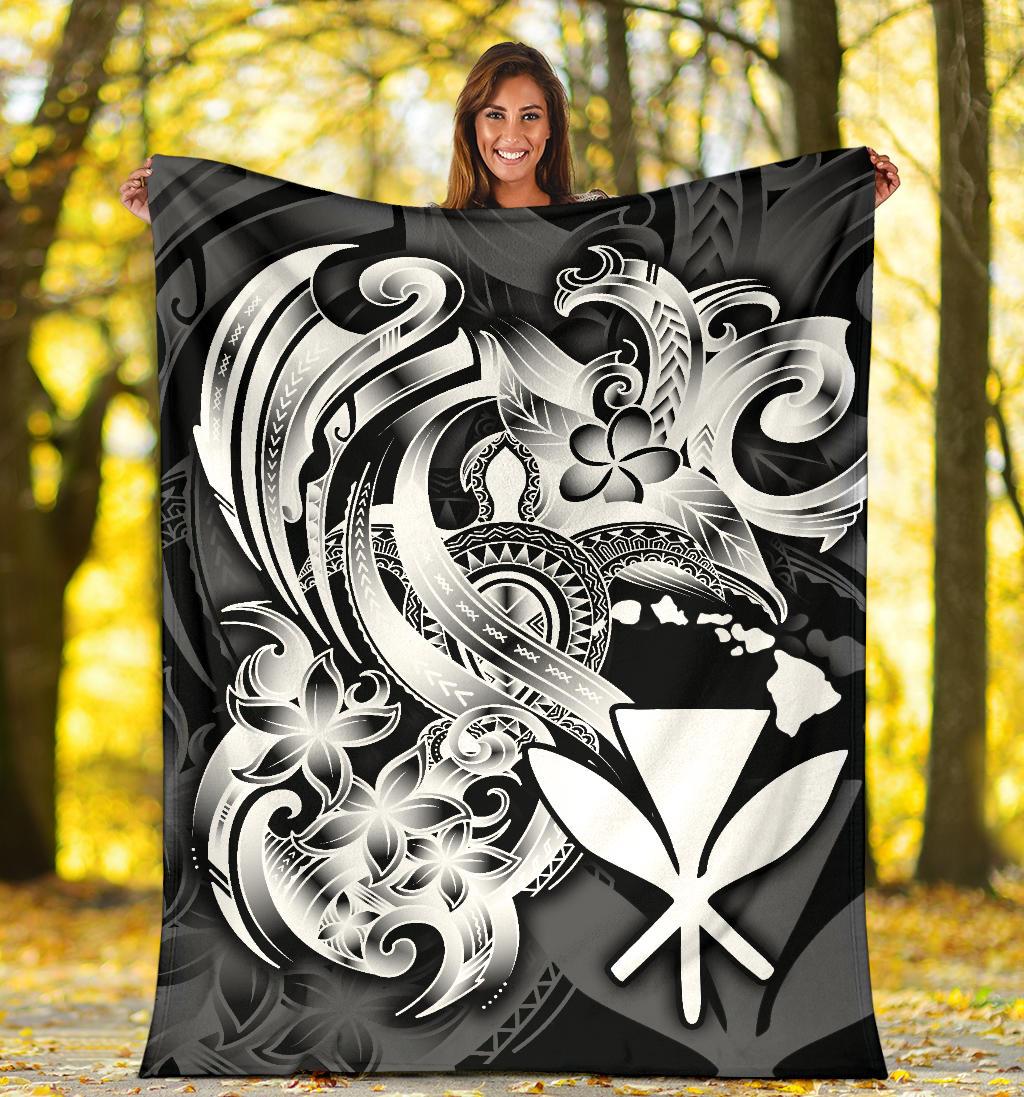 Polynesian Hawaii All Over Premium Blanket - Kanaka Maoli White Turtle - Polynesian Pride