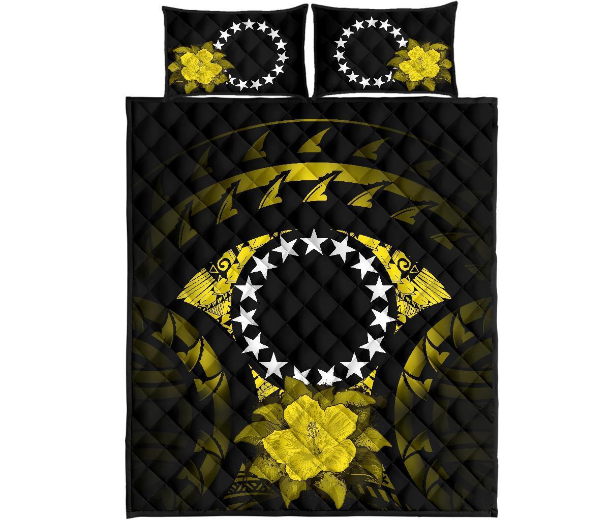 Cook Islands Polynesian Quilt Bed Set Hibiscus Yellow - Polynesian Pride