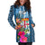 Fiji Women'S Hoodie Dress Coat Of Arms Polynesian With Hibiscus And Waves - Polynesian Pride