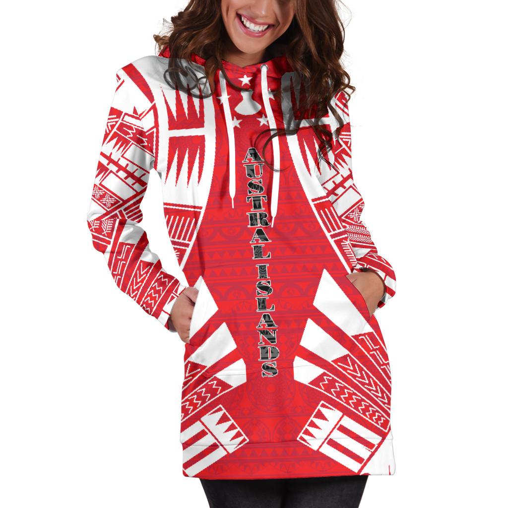 Austral Islands Hoodie Dress - Polynesian Tattoo Flag - Polynesian Pride