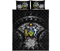 Solomon Islands Polynesian Quilt Bed Set Hibiscus Gray - Polynesian Pride