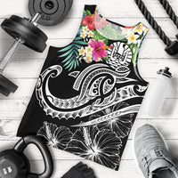 Tahiti Polynesian Men's Tank Top - Summer Plumeria (Black) Black - Polynesian Pride