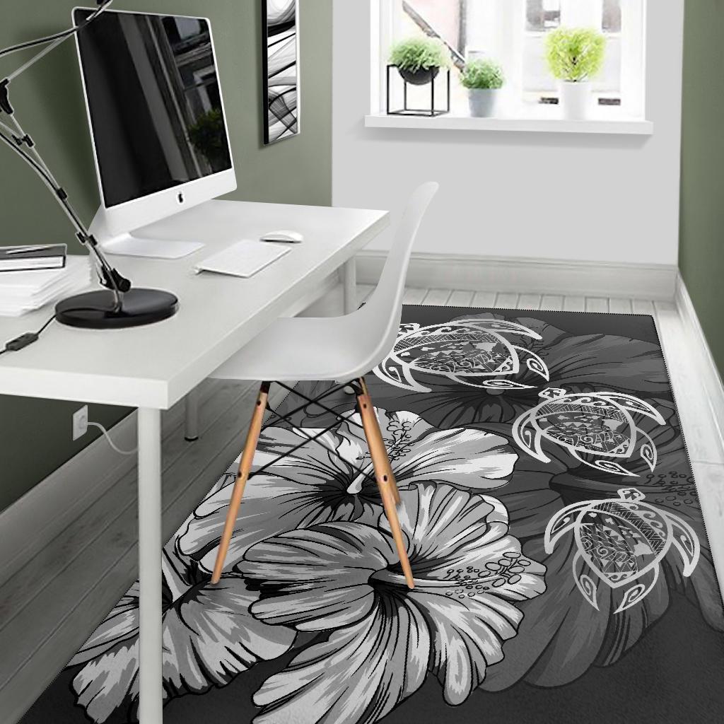 Hawaiian Map Hibiscus Flowers Vintage Polynesian Rug AH - Polynesian Pride