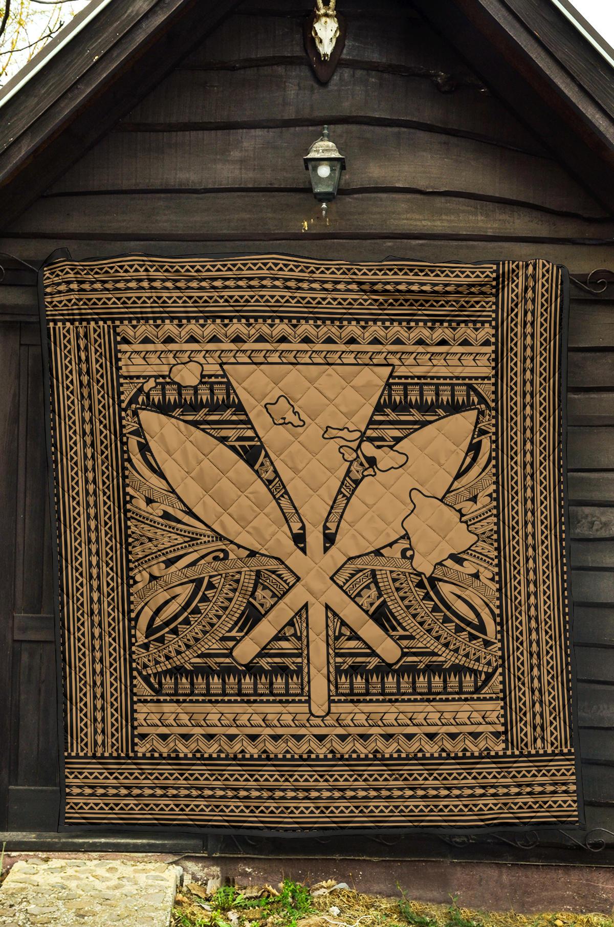 Hawaii Polynesian Kanaka Maoli Premium Quilt Gold - Polynesian Pride