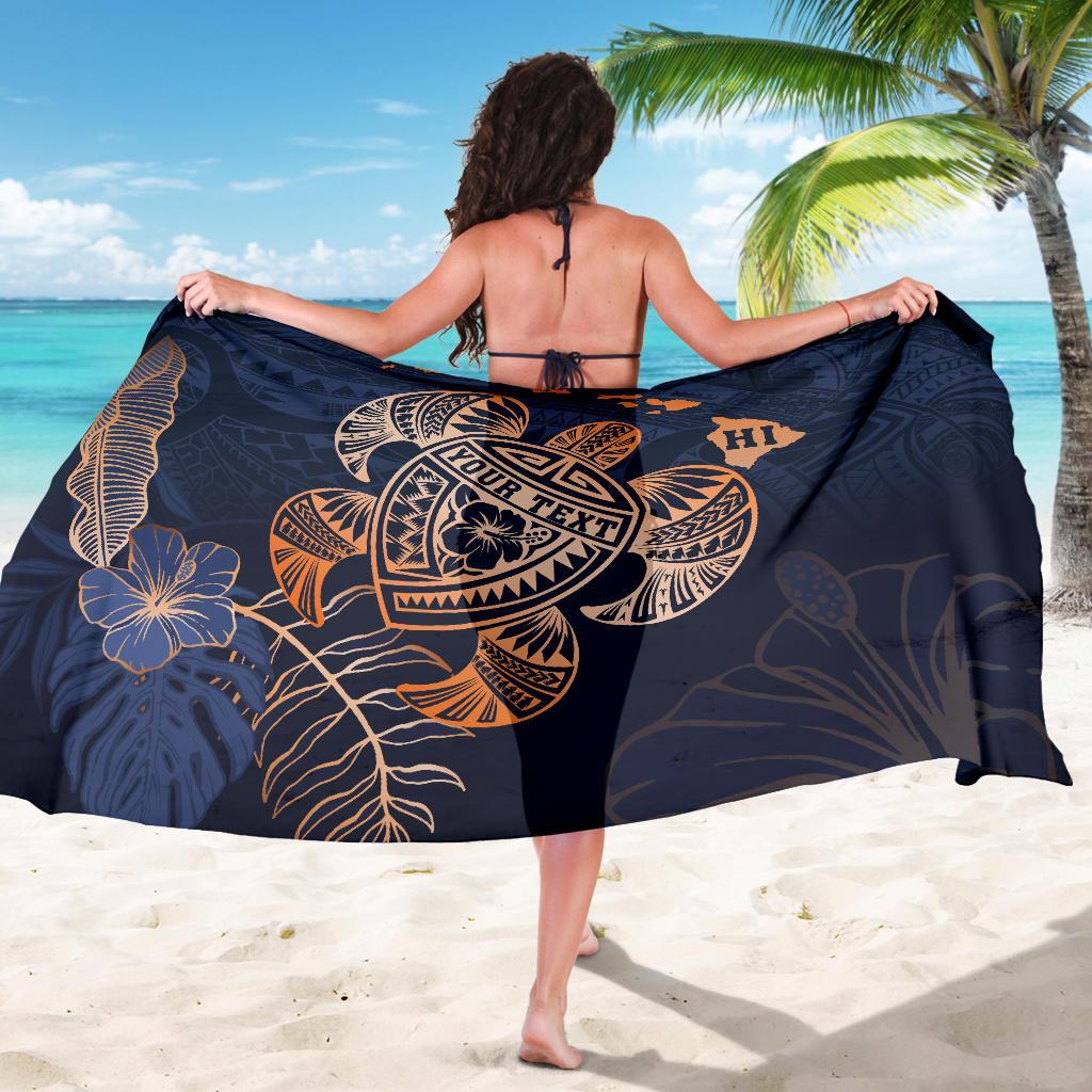 Personalized - Hawaii Kakau Polynesian Turtle Map Sarong - Special Indigo - Polynesian Pride