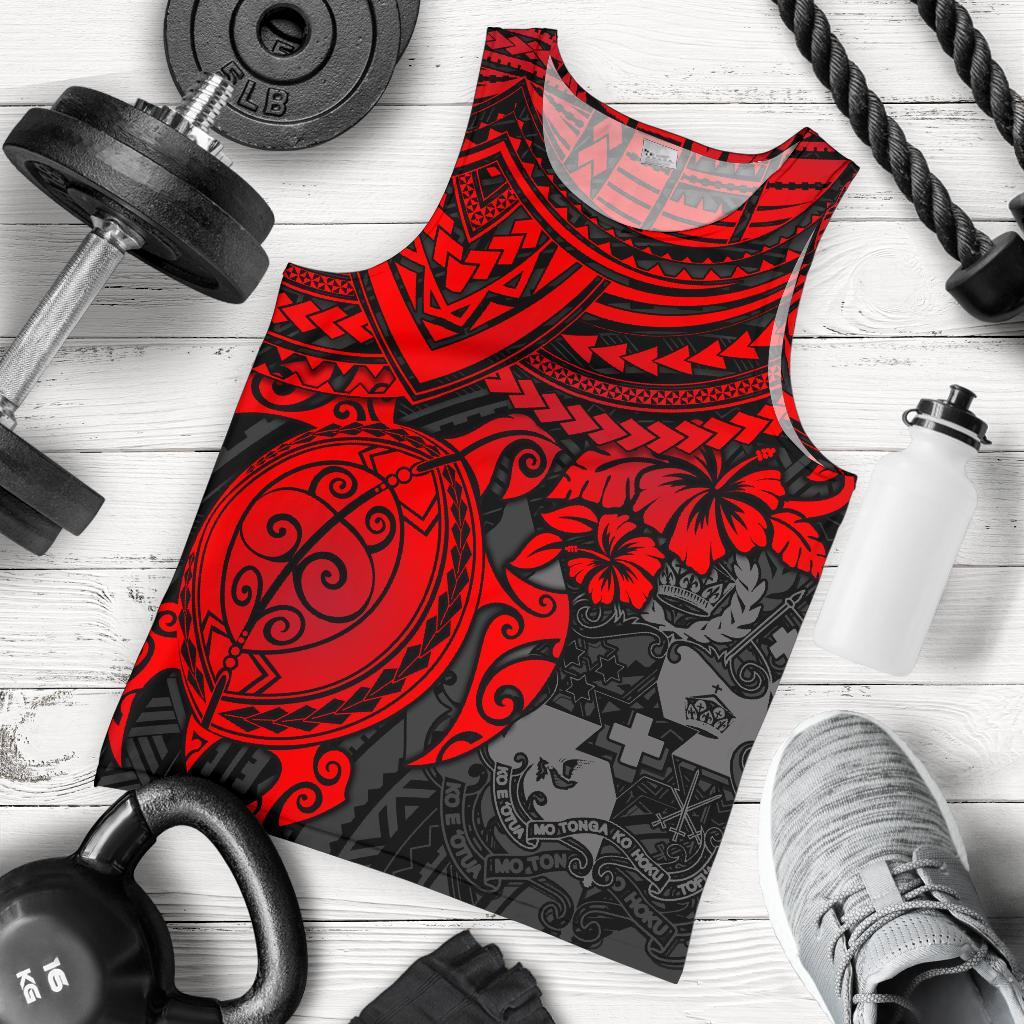 Tonga Polynesian Men's Tank Top - Red Turtle Red - Polynesian Pride